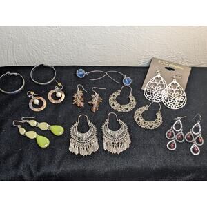Mixed Lot of Nine Pair Boho Hoop Earrings